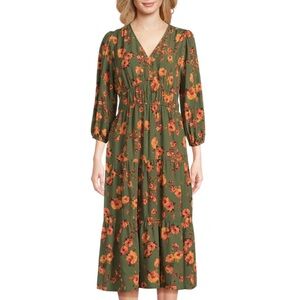 3/$10 Time and Tru Green Floral Dress